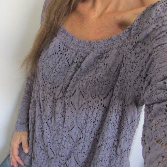 🌸SOLD🌸 MAURICES Top Size 1X Purple Lace Blouse - Picture 3 of 13